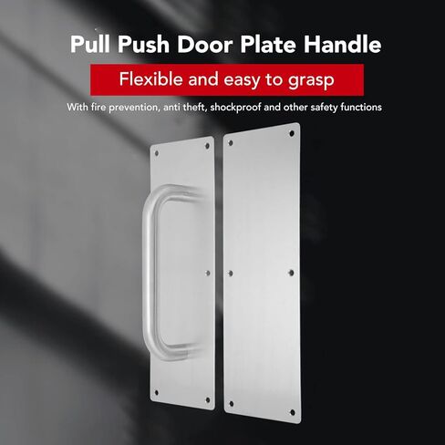 Stainess Steel Door Handle, Pull and Push Plate with Screws Heavy Duty Gate Handle Bar Door Push Plates for Home Office Warehouse Public ﻿ in Kuwait