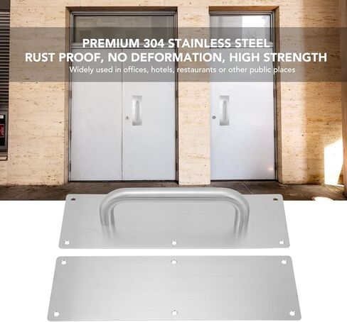 Stainess Steel Door Handle, Pull and Push Plate with Screws Heavy Duty Gate Handle Bar Door Push Plates for Home Office Warehouse Public ﻿ in Kuwait