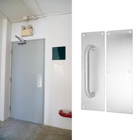 Stainess Steel Door Handle, Pull and Push Plate with Screws Heavy Duty Gate Handle Bar Door Push Plates for Home Office Warehouse Public ﻿ in Kuwait