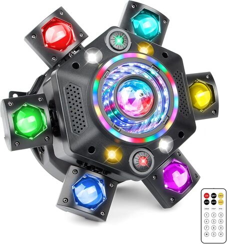 رأس DJ Light المتحرك: 150 وات 6 أذرع متعددة التأثيرات - مرآة ثلاثية الأبعاد + كرة ديسكو + R&G Starry + ستروب - التحكم في صوت DMX عن بعد - مخطط الحفلات سهل الإعداد لأداء فرقة العرض المباشر لنادي المسرح in Kuwait
