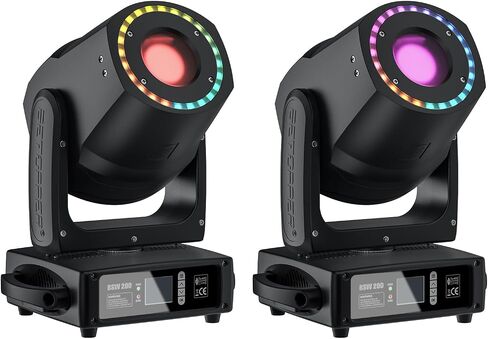 Betopper BSW200 Moving Head Light 200w Spot Beam Wash Hybrid Stage Spotlight, 7 Colors 7 Fixed & Rotating GOBO, Ultra-Compact Moving Spotlight with 2.5× Zoom (BSW200 2Pack) in Kuwait