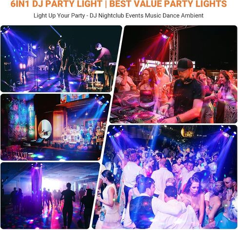 رأس DJ Light المتحرك: 150 وات 6 أذرع متعددة التأثيرات - مرآة ثلاثية الأبعاد + كرة ديسكو + R&G Starry + ستروب - التحكم في صوت DMX عن بعد - مخطط الحفلات سهل الإعداد لأداء فرقة العرض المباشر لنادي المسرح in Kuwait