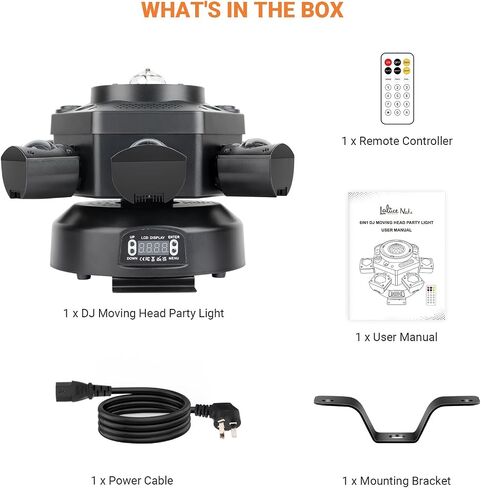 رأس DJ Light المتحرك: 150 وات 6 أذرع متعددة التأثيرات - مرآة ثلاثية الأبعاد + كرة ديسكو + R&G Starry + ستروب - التحكم في صوت DMX عن بعد - مخطط الحفلات سهل الإعداد لأداء فرقة العرض المباشر لنادي المسرح in Kuwait