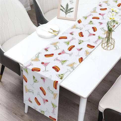 Weenies and Tinis Table Runner Hot Dog Martini Party Decoration Birthday Bachelorette Dining Room Home Kitchen Table Decor (13" x 72") in Saudi Arabia