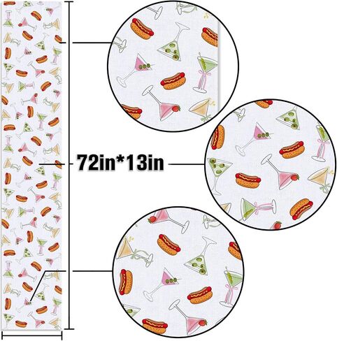 Weenies and Tinis Table Runner Hot Dog Martini Party Decoration Birthday Bachelorette Dining Room Home Kitchen Table Decor (13" x 72") in Saudi Arabia