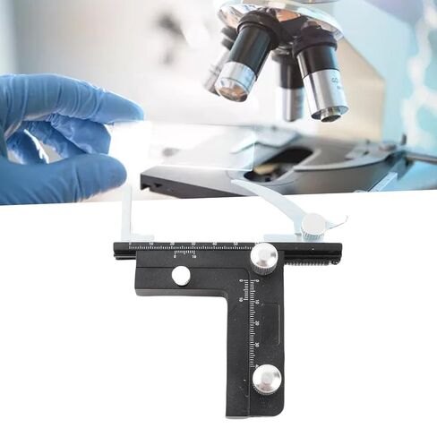 Microscope Movable Caliper Ruler Professional Mechanical XY Movable Stage with Scale for Continuous Specimen Movement Under Microscope Made of Aluminium Alloy in Kuwait