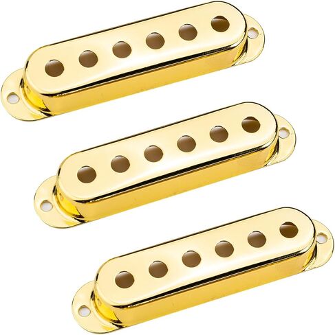 3Pcs Single Coil Guitar Pickup Covers (50/50/52mm Pole Spacing), Copper Pickup Mounting Ring Set Guitar Accessories Replacement Part (Gold) in Kuwait