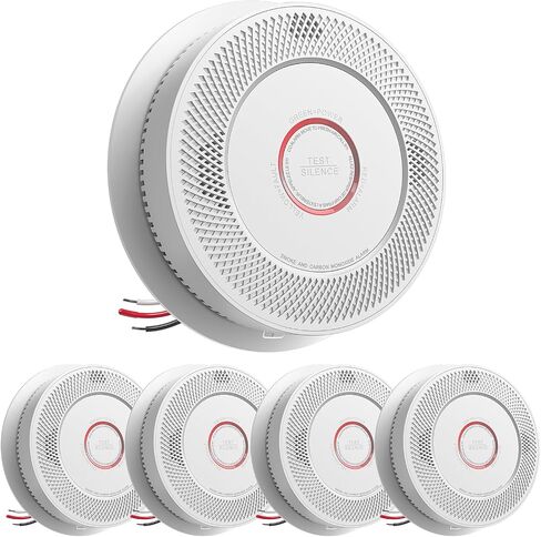 SITERWELL Hardwired Interconnected Smoke and Carbon Monoxide Detector, 10 Year Product Life Alarm Smoke Carbon Monoxide Detector with 2 AA Batteries Back Up, Smoke and CO Detector Voice Alert,1 Pack in Kuwait