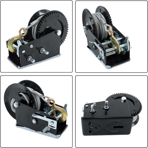 findmall Heavy Duty Hand Winch with 33ft Galvanized Steel Cable 4:1/8:1 26mm Hook Bidirectional Ratchet 3500 lbs (1.5 Ton) Pulling Capacity for Boat Trailer, ATV, Tractor in Kuwait