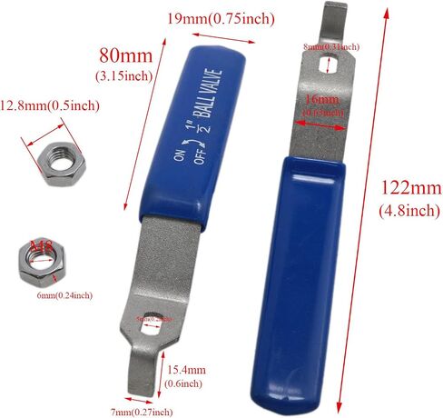 yukata Ball Valve Handle DN15 Stainless Steel Water Valve Handles Lever Handles Outside Faucet Handle(5 x 8 mm) for Outdoor Faucet Replacement Service Hose Nozzle 2Set in Saudi Arabia
