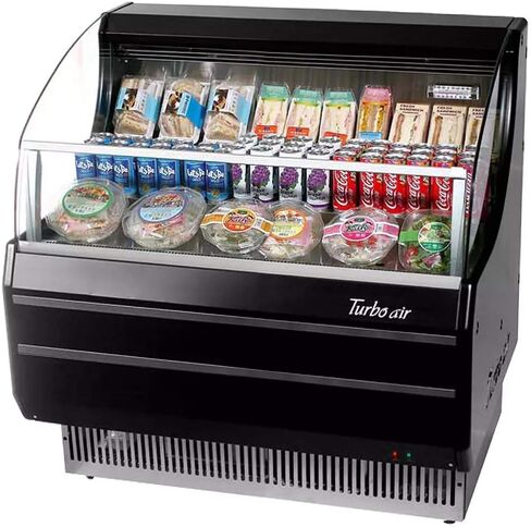 Turbo Air TOM-40SB-N - Horizontal Open Display Merchandiser - 6.7 cu. ft. - Black Exterior with 3-Tier shelving - 39-1/8"W x33-1/2 D x 41-1/2"H in Kuwait