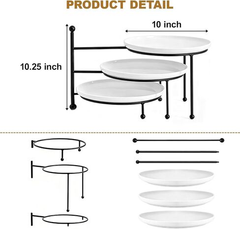 Pizza Stand, 3 Tier Pizza Rack for Party, Adjustable Pizza Serving Tray Stand with Flexible Arrangement, Sturdy Metal Pizza Display Stand for Dessert Table, Events, Home, Kitchen Use (No Plates Included) in Kuwait