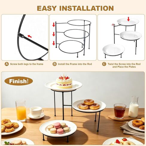 Pizza Stand, 3 Tier Pizza Rack for Party, Adjustable Pizza Serving Tray Stand with Flexible Arrangement, Sturdy Metal Pizza Display Stand for Dessert Table, Events, Home, Kitchen Use (No Plates Included) in Kuwait