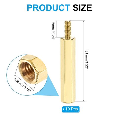 PATIKIL 10 Pcs Male to Female Thread Spacer Screws M2.5 x 25mm + 6mm Brass Hex Standoff PCB Motherboard Spacer Screw Nut for Drone Quadcopter Computer Electronic Projects Circuit Board in Kuwait