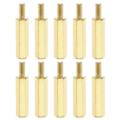 PATIKIL 10 Pcs Male to Female Thread Spacer Screws M2.5 x 25mm + 6mm Brass Hex Standoff PCB Motherboard Spacer Screw Nut for Drone Quadcopter Computer Electronic Projects Circuit Board in Kuwait