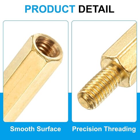 PATIKIL 10 Pcs Male to Female Thread Spacer Screws M2.5 x 25mm + 6mm Brass Hex Standoff PCB Motherboard Spacer Screw Nut for Drone Quadcopter Computer Electronic Projects Circuit Board in Kuwait