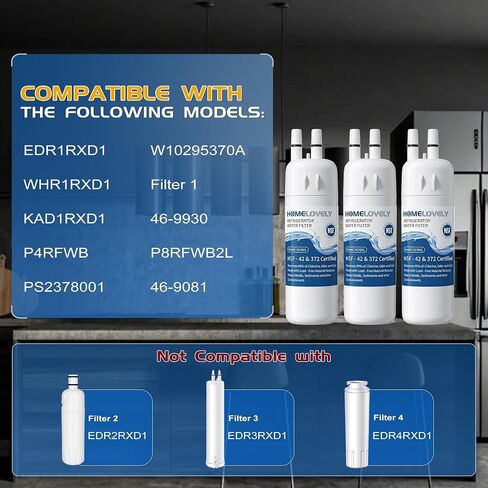 مرشح 1 بديل لـ Whirlpool WRS325SDHZ، WRS321SDHZ، WRS325SDHZ13، WRS588FIHZ04، WRS321SDHZ13، WRS315SDHM13، WRS325FDAM04، WRS571CIHZ04، WRS315SDHZ08، WRS321SDHZ08، WRS325SDHZ08، 3 عبوات in Kuwait