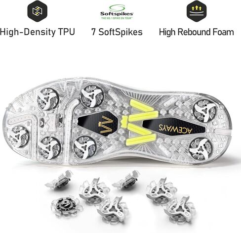 ACEWAYS Wide-Fit Waterproof Spiked Golf Shoes for Men, Lightweight Comfortable Non-Slip Golf Sneakers in Kuwait