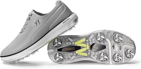ACEWAYS Wide-Fit Waterproof Spiked Golf Shoes for Men, Lightweight Comfortable Non-Slip Golf Sneakers in Kuwait
