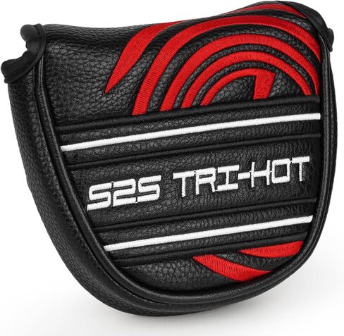 غطاء مضرب مطرقة مركزية، غطاء رأس مضرب إغلاق مغناطيسي لـ Odyssey Golf S2S Tri Hot Putter، أسود/أحمر in Kuwait