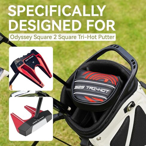 غطاء مضرب مطرقة مركزية، غطاء رأس مضرب إغلاق مغناطيسي لـ Odyssey Golf S2S Tri Hot Putter، أسود/أحمر in Kuwait