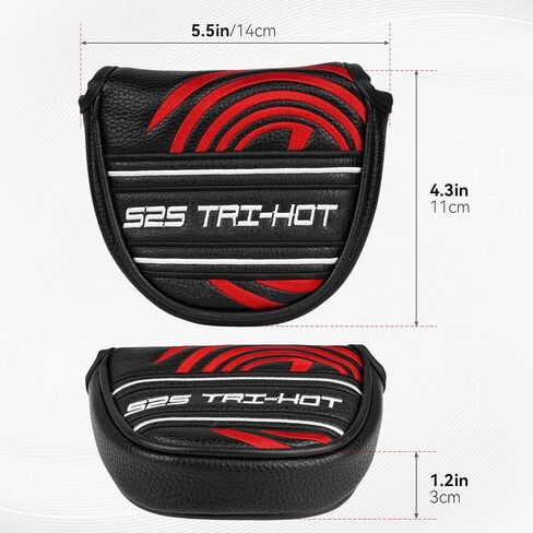 غطاء مضرب مطرقة مركزية، غطاء رأس مضرب إغلاق مغناطيسي لـ Odyssey Golf S2S Tri Hot Putter، أسود/أحمر in Kuwait