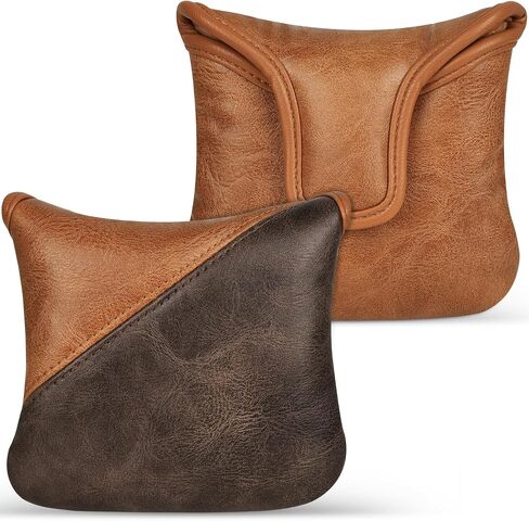 Premium Leather Golf Putter Cover, Blade & Mallet Putter Cover with Magnetic Closure, Vintage Brown Leather Golf Club Head Covers Square Mallet and Blade Putter Headcover in Saudi Arabia
