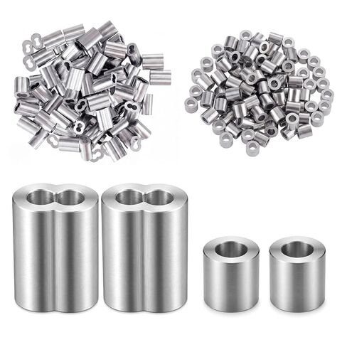400 Pcs 1/8 Inch Aluminum Crimping Loop Sleeve and Crimping Stop Sleeve Including 200 Ferrules and 200 Stops for Diameter Wire Rope and Cable Ferrule for Dog Leashes, Clothes Lines, DIY in Kuwait