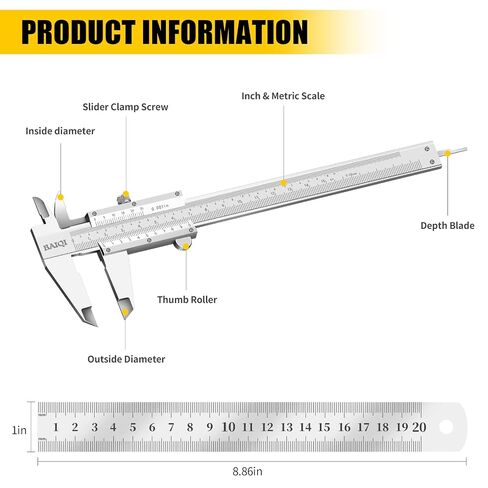 Vernier Caliper Measuring Tool,0-6"/0-150mm Manual Stainless Steel Caliper,High Accuracy 0.001In/0.02mm Dual Imperial/Metric Scale High Precision Micrometer in Kuwait