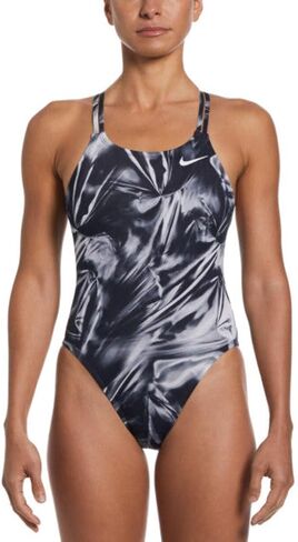 Nike Women's Solar Rise Spider Back One Piece Swimsuit Black, 30 in Kuwait
