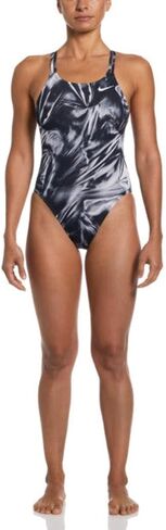 Nike Women's Solar Rise Spider Back One Piece Swimsuit Black, 30 in Kuwait