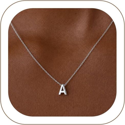 هدايا عيد الحب من SILVERCUTE - قلادة صغيرة من الفضة الإسترلينية عيار 925 للنساء، قلادة فضية صغيرة بقلادة صغيرة مع سلسلة قابلة للتعديل، 16 بوصة - 18 بوصة in Kuwait