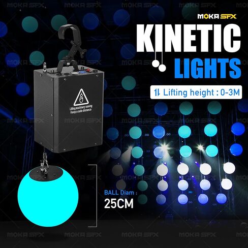 MOKA SFX 4pcs Kinetic Light System 3D LED Lift Balls with DMX Control & RGB Wave Effect Motorized Winch Stage Lighting for DJ, Disco, Concert, TV Studio in Kuwait