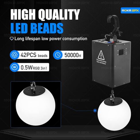 MOKA SFX 4pcs Kinetic Light System 3D LED Lift Balls with DMX Control & RGB Wave Effect Motorized Winch Stage Lighting for DJ, Disco, Concert, TV Studio in Kuwait