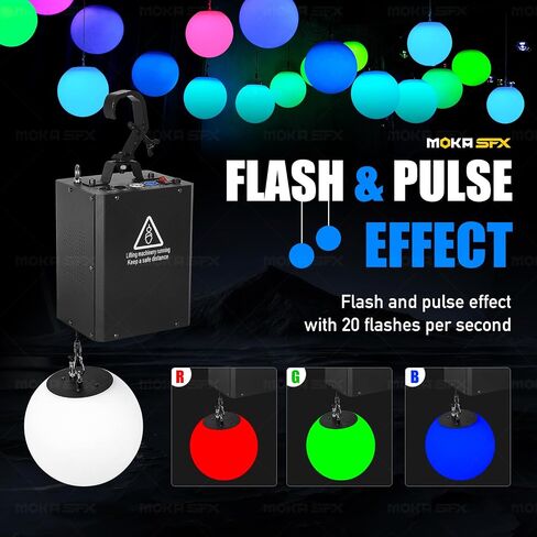 MOKA SFX 4pcs Kinetic Light System 3D LED Lift Balls with DMX Control & RGB Wave Effect Motorized Winch Stage Lighting for DJ, Disco, Concert, TV Studio in Kuwait