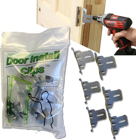 Door Install Clip™ | 1 Complete Door Hanging Kit | Quick & EZ Door Installation | Patented Bracket in Kuwait