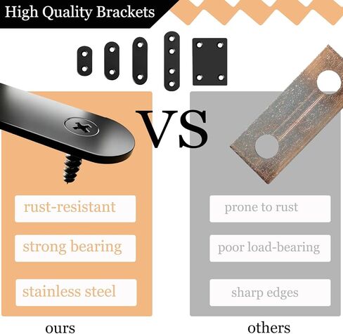 80PCS Black Metal Flat Straight Brace Bracket,5 Size Stainless Straight Flat Brackets,Mending Plates Connector Joining Fixing Brackets Brace Plates for Wood Repair Fixing in Kuwait