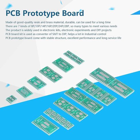 35Pcs Prototype Board PCB to DIP Adapter Plate Converter 8P 10P 14P 16P 20P 24P 28P for Electronic Kits Experiments DIY Projects in Kuwait