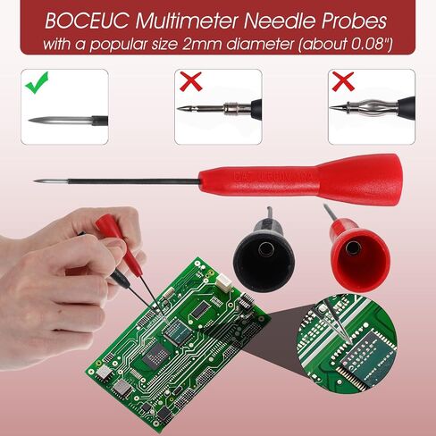 4 Pack 2mm Multimeter Test Leads Extended Needle Test Probes | 600V/10A Non-Destructive Insulation Wire Piercing Needle Multimeter Test Probe for Leads Tl71 Tl75 Meter Tests Lead in Kuwait