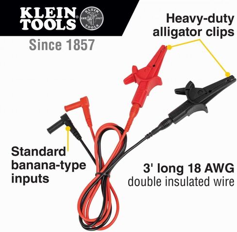 Klein Tools MM720 Digital Multimeter & 69381 Alligator Clip Test Leads, Heavy-Duty Replacement Meter Leads, 3-Foot in Kuwait
