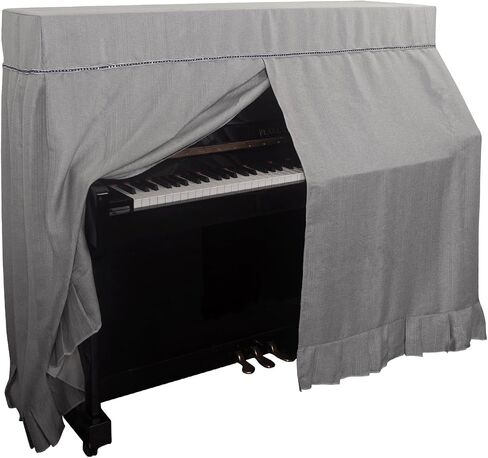 Elegant Upright Piano Cover（ don‘t with Bench Cover）, Gray Thickened Fabric, Decorative Lace Trim, Center-Opening Design, Full Protection,Center-Opening Design for Most Upright Pianos in Kuwait