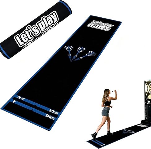 Professional Darts Throw Line Mat 102 x 23.6 Inch, Dual Standard Oche Marked Floor Mat for Steel Tip & Soft Tip Darts, Non-Slip Roll-Up Dart Game Accessory for Home & Tournament Use in Kuwait