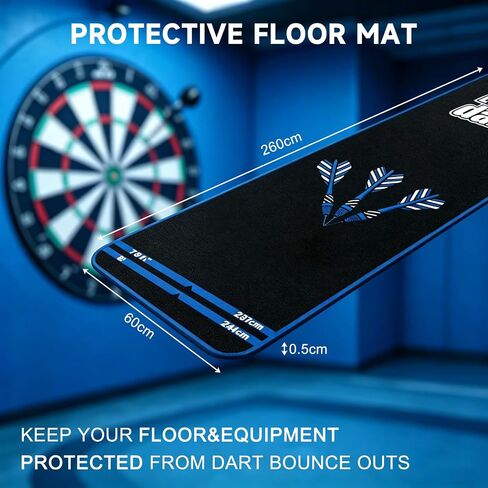 Professional Darts Throw Line Mat 102 x 23.6 Inch, Dual Standard Oche Marked Floor Mat for Steel Tip & Soft Tip Darts, Non-Slip Roll-Up Dart Game Accessory for Home & Tournament Use in Kuwait