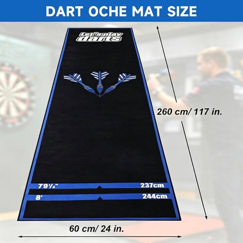 Professional Darts Throw Line Mat 102 x 23.6 Inch, Dual Standard Oche Marked Floor Mat for Steel Tip & Soft Tip Darts, Non-Slip Roll-Up Dart Game Accessory for Home & Tournament Use in Kuwait