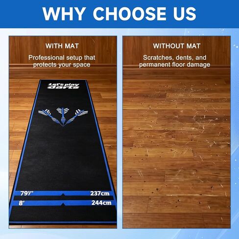 Professional Darts Throw Line Mat 102 x 23.6 Inch, Dual Standard Oche Marked Floor Mat for Steel Tip & Soft Tip Darts, Non-Slip Roll-Up Dart Game Accessory for Home & Tournament Use in Kuwait