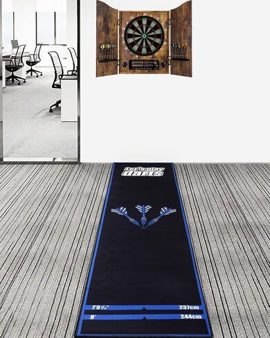 Professional Darts Throw Line Mat 102 x 23.6 Inch, Dual Standard Oche Marked Floor Mat for Steel Tip & Soft Tip Darts, Non-Slip Roll-Up Dart Game Accessory for Home & Tournament Use in Kuwait
