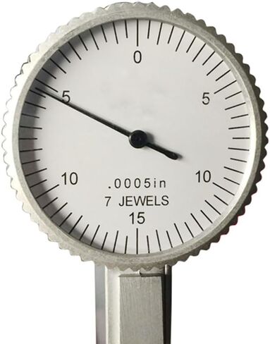 Dial Test Indicator 0.0005" Graduation, 0-15-0 Reading, 7 Jewel Movement, White Face Precision Machinist Indicator for Lathe, Mill & CNC in Kuwait