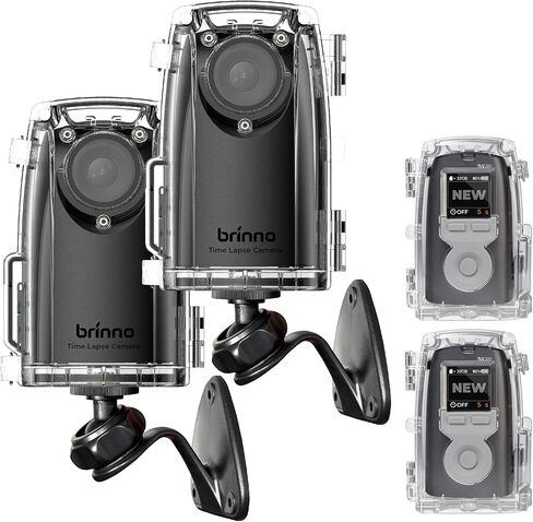 حزمة Brinno 2-Pack Time Lapse Camera BCC300-M، بناء خارجي لكاميرا Timelapse 2023، HDR FHD1080P مع حامل على الحائط، شاشة LCD، عمر بطارية طويل، حافظة مقاومة للماء in Kuwait