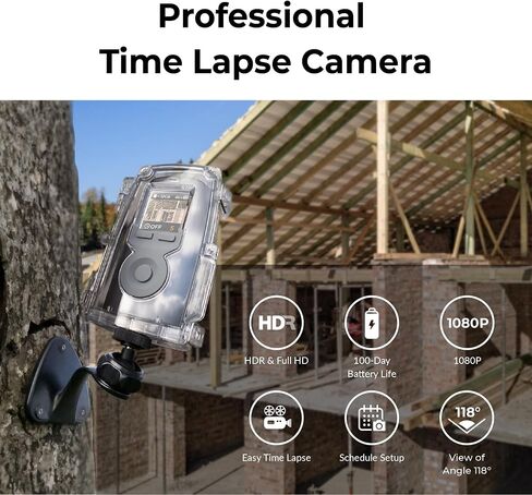 حزمة Brinno 2-Pack Time Lapse Camera BCC300-M، بناء خارجي لكاميرا Timelapse 2023، HDR FHD1080P مع حامل على الحائط، شاشة LCD، عمر بطارية طويل، حافظة مقاومة للماء in Kuwait