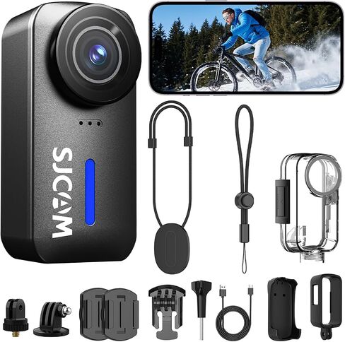 كاميرا الجسم SJCAM C110Plus 4K - زاوية واسعة 170 درجة، فتحة F1.8، تثبيت 6 محاور، كاميرا خوذة مغناطيسية يمكن ارتداؤها، مقاومة للماء 30 متر، ميكروفون مدمج، تسجيل POV لركوب الدراجات والدراجات النارية والسفر in Kuwait